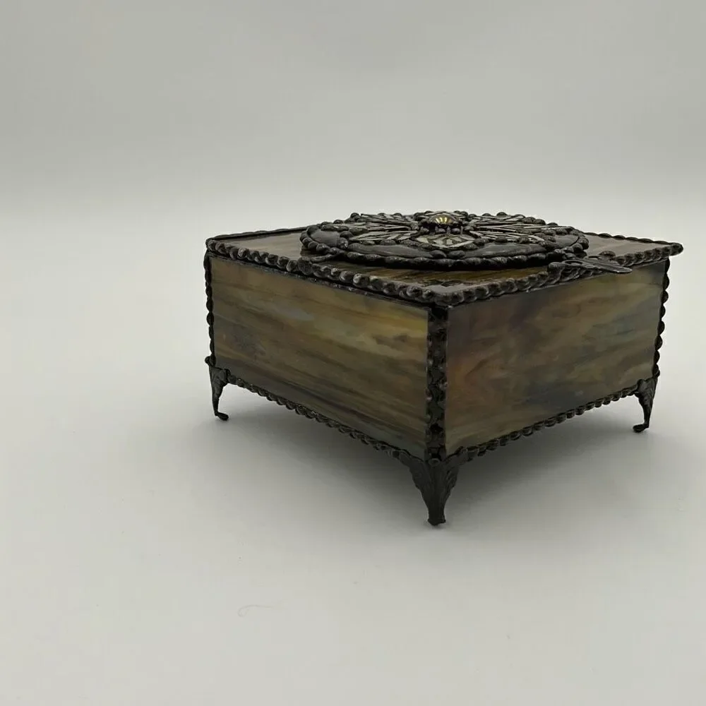 HANDCRAFTED Stained Glass Jewelry Box Keepsake Box